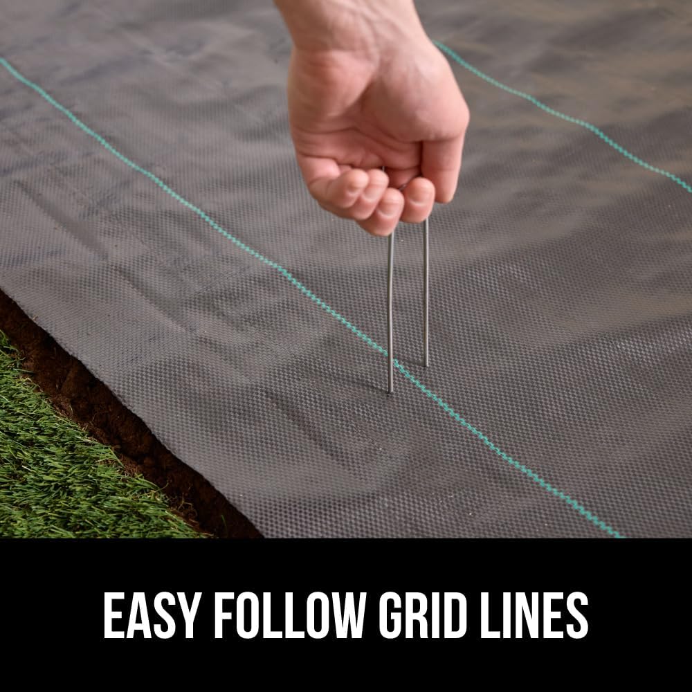 GORILLA GRIP Weed Barrier Fabric, 6 FT x 100 FT, Heavy Duty Woven Landscape Fabric 3.2oz, Weed Control Ground Cover for Garden Beds & Mulch Permeable Underlayment for Landscaping Home & Commercial Use