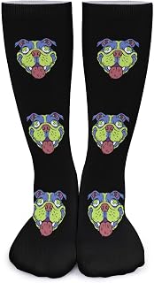 Lsjuee Colorful Dog Head Unisex Compression Socks Thick High Socks Warmer Long Socks