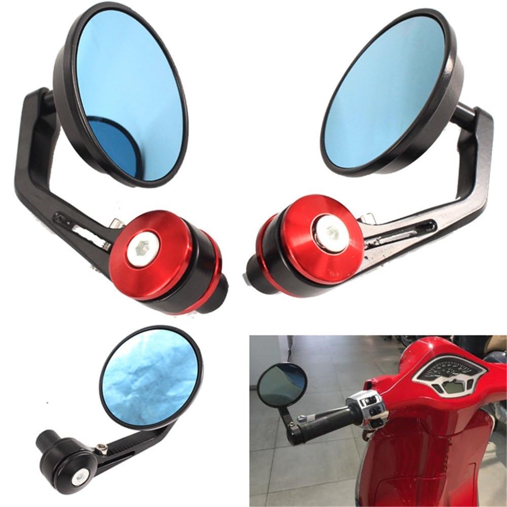 Retroviseur Embout Guidon Pour Vespa GT GTS GTV 60 125 200 250 300 300ie Moto Miroir En Aluminium Guidon Fin Rétroviseurs Latéraux Accessoires LnversantRétroviseur (Color : Noir)