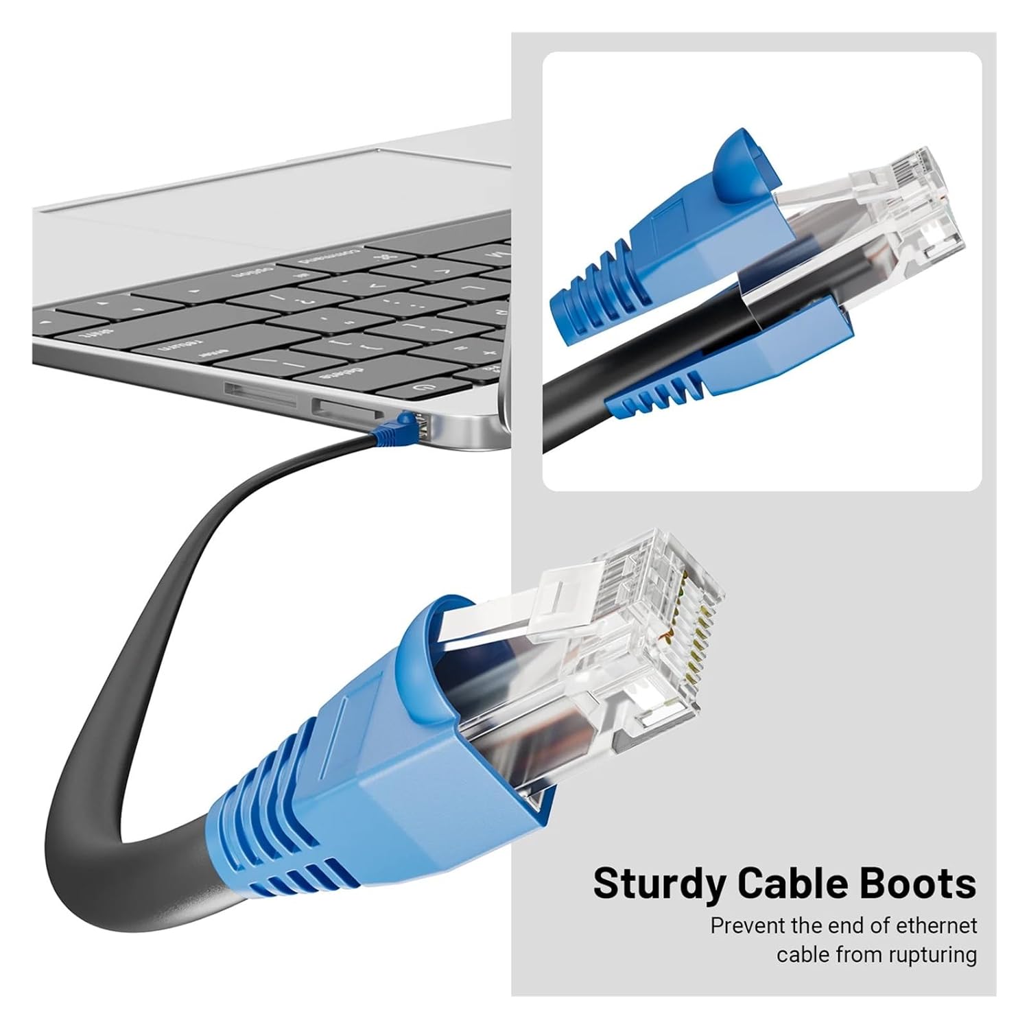 RJ45 CAT6 CAT6E CAT5 CAT5E Ethernet Cable Sleeve Cable Connector Cover (OD 6.0mm)(50PCS,Gray)