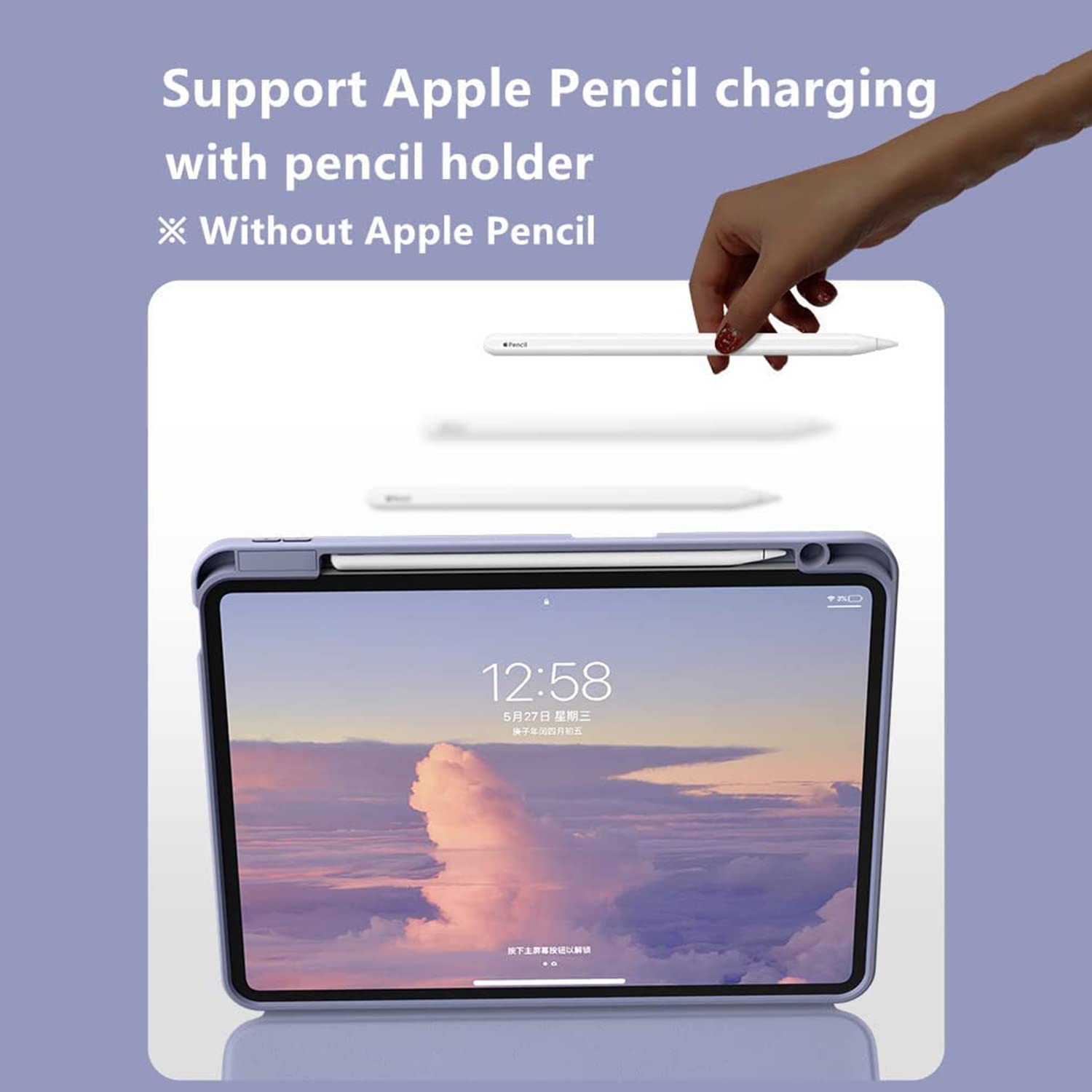Etui na klawiaturę do iPad 10,9 cala Air 5th Gen / 4th Gen 2022/2020 z touchpadem Pozioma/pionowa podstawa Magnetyczna, odłączana klawiatura Bluetooth Slim Clear Back Cover,Mist blue