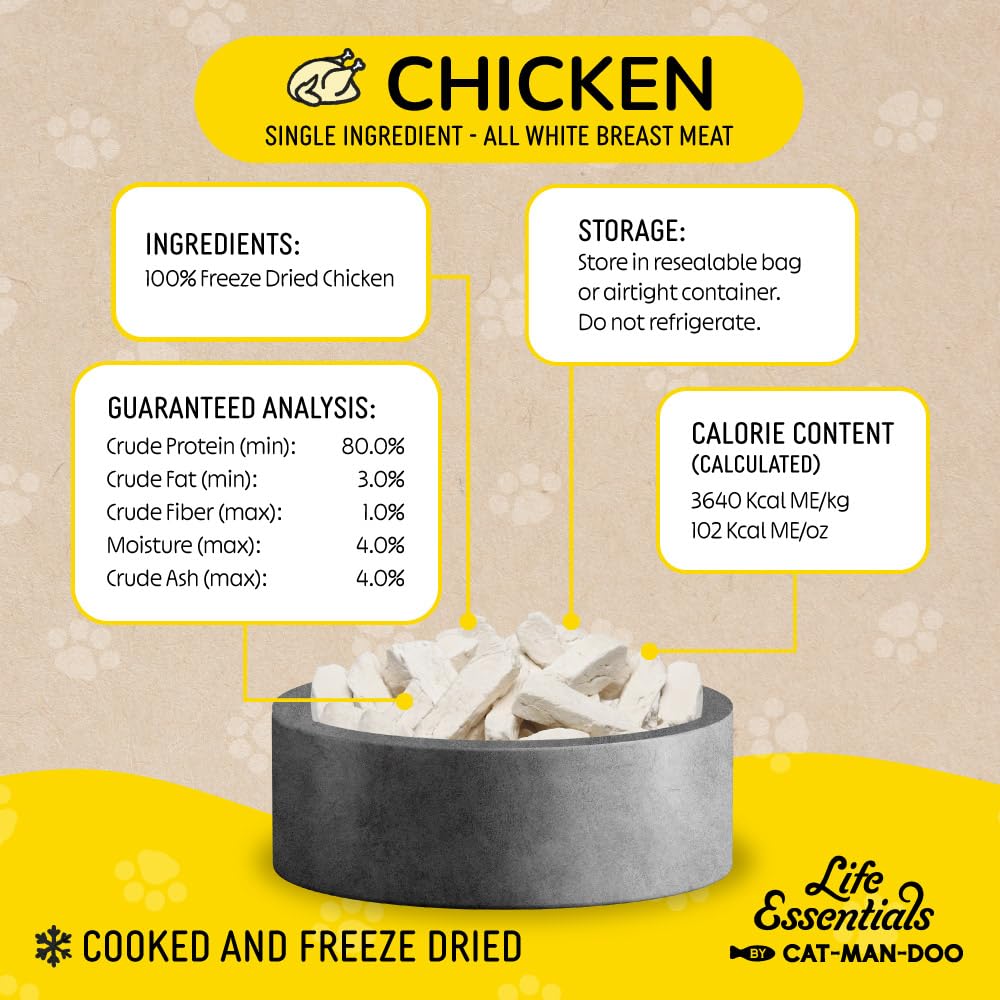 Cat-Man-Doo Getrocknete Huhn Pet Treat 5 Unzen 2pk