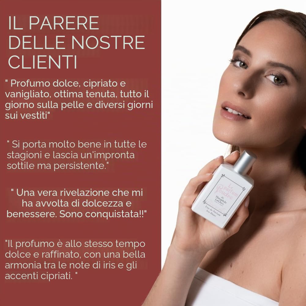 T. LeClerc – Le Parfum Poudré Frangipanier – Fleur de Frangipanier, Neroli e Vaniglia – Eau de Parfum Donna – 50 ml – Lunga tenuta – Made in France à Grasse (Iris Blanc Powder)
