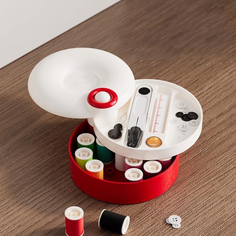LWECMGSA ABS Rotating Magnetic Suction Needle Thread Box Home Use Practical Sewing Set