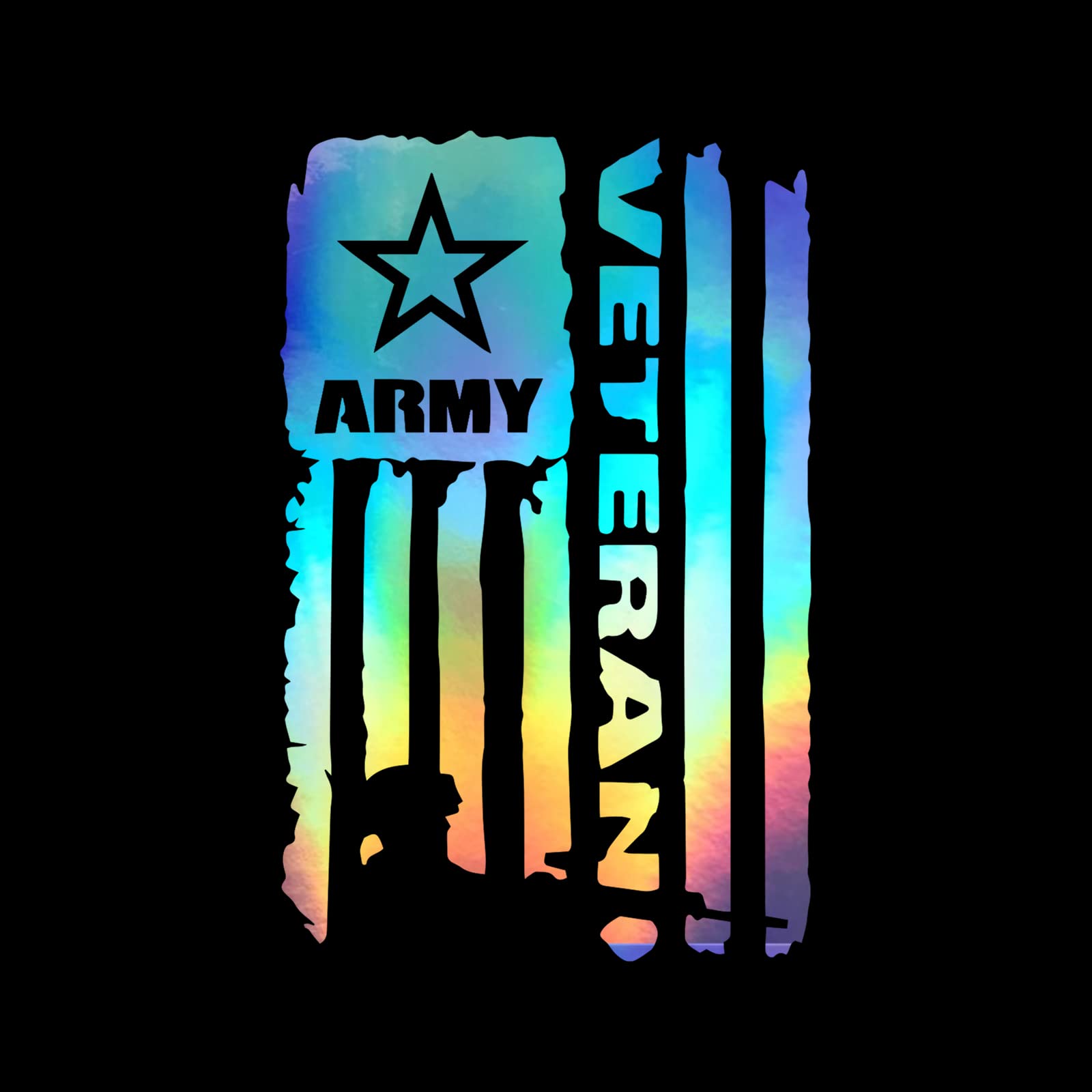 Army Veteran Flag Decal Vinyl Sticker Auto Car Truck Wall Laptop | Holographic | 4