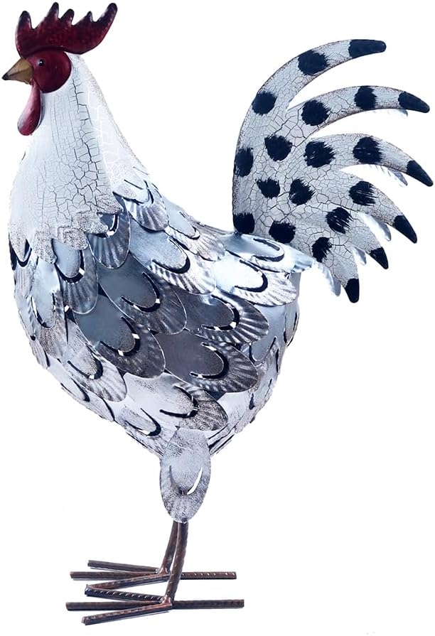 Rooster Statue Chicken Animal Sculpture Garden Decoration Metal Yard Art for Patio Lawn Backyard Outdoor Decoration