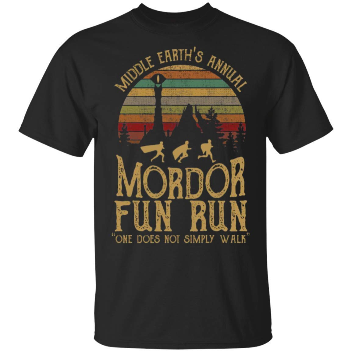 Eastry Middle Earth¡¯s Annual Mordor Fun Run one Does not Simply Walk T-Shirt for Men, Black, XXL