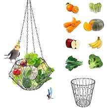 Hanging Bird Feeder Accessories,Foldable Parrot Fruits Vegetables Feeder with 4pcs Adjustable 17inch Hanging Chain,Bird Swing Toys for Parrot Sparrow Oriole,for Courtyard Porch Indoor Outdoor