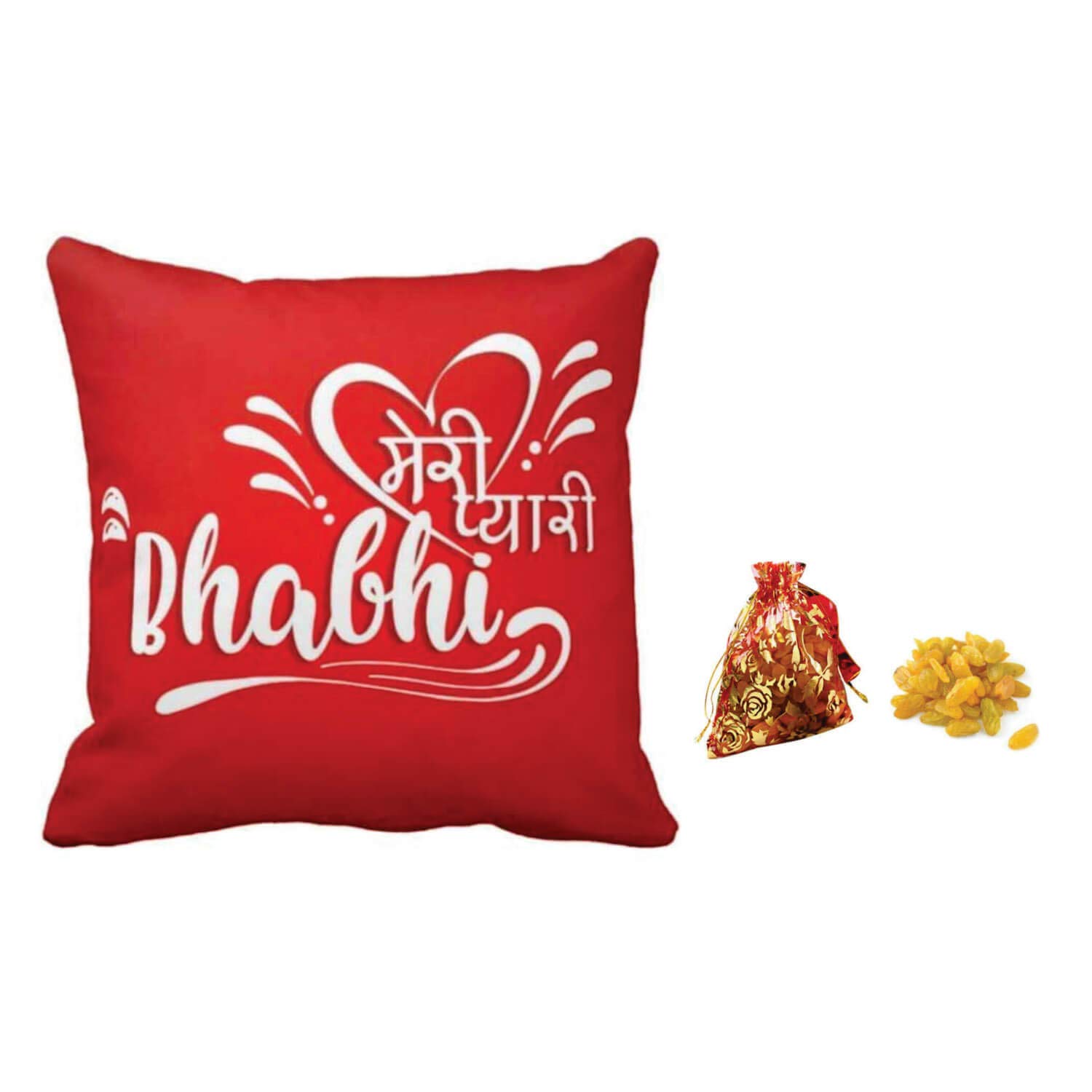 yaya cafe birthday gifts for bhabhi printed meri pyari bhabhi cushion cover 24 x 24 inches with 150 gms raisins (kishmish) dry fruits gifts combo