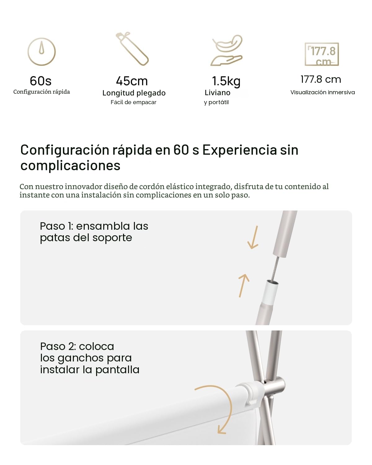 XGIMI 2025 Nueva Pantalla de Proyección Portátil para Exteriores 70" Plegable y Ligera – Camping/Jardín Compatible con Proyectores de Largo Alcance MoGo 3 Pro/Halo+/Elfin Flip/Horizon Ultra
