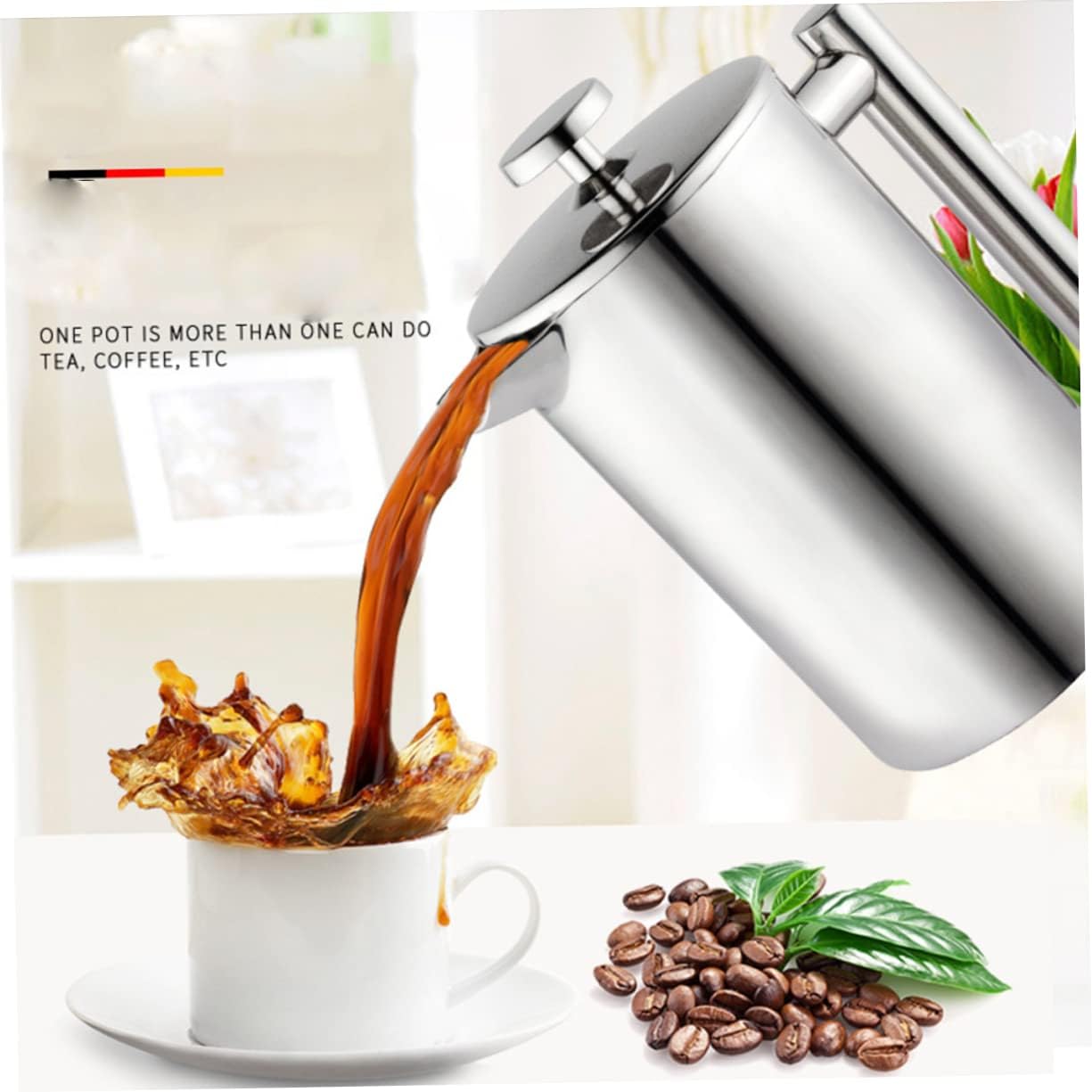 Luxshiny Stainless Press Tea Infuser Multi Function Filter Teapot for Tea Coffee and Beverages Easy to Clean for Home and Gatherings