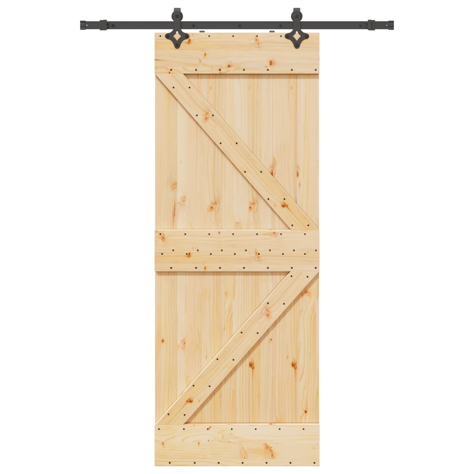 vidaXL Porta scorrevole NARVIK Naturale e Nero 80 x 210 cm (152,5 cm)