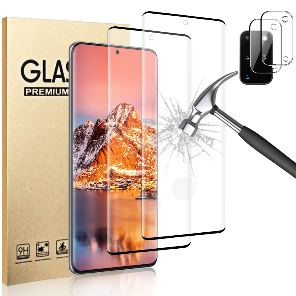 [2+2 Pack] For Samsung Galaxy S20 Plus 5G/Samsung Galaxy S20 Plus Tempered Glass Screen Protector, Ultrasonic Fingerprint Compatible, Case Friendly, HD Clear Galaxy S20 Plus (6.7'') Glass Screen Protector
