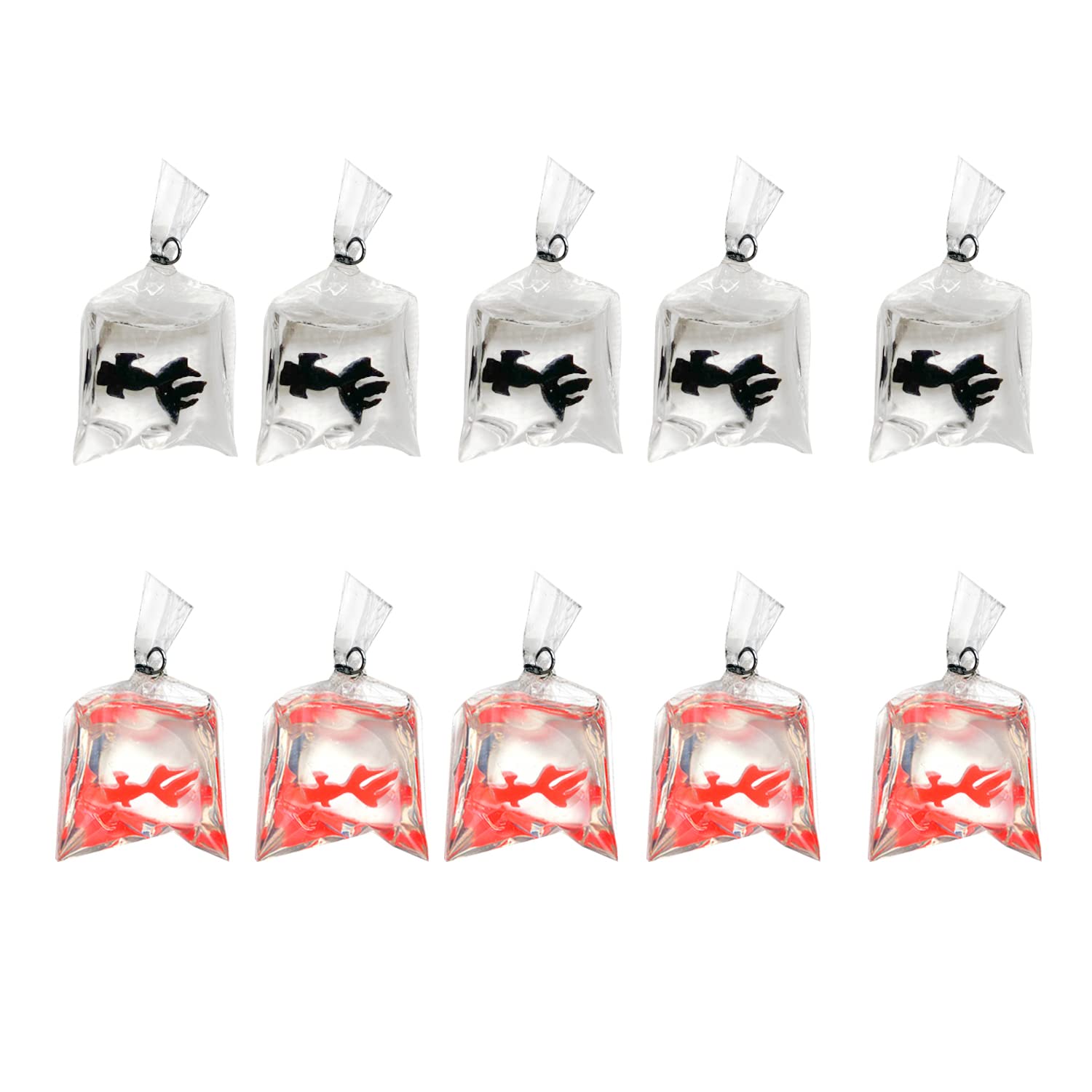 YUNXI 10 PCS 2 Colors Resin Goldfish Shape Fish Water Bag Charms Orange Yellow Resin Fish Charms Pendants for Earrings Bracelet Jewelry Making DIY Craft Finding Supplies