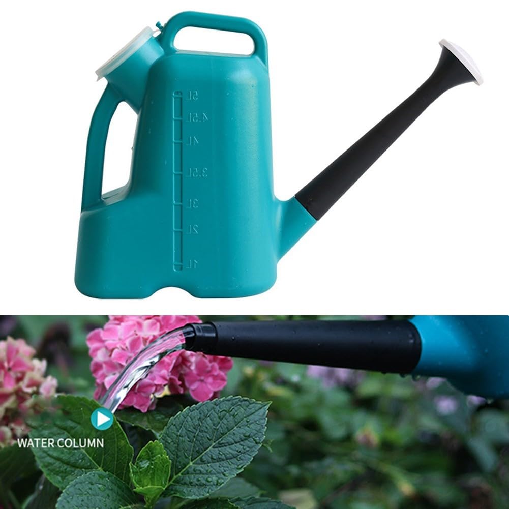 Annaffiatoio a bocca lunga, 5 l, adatto per giardini e vasi di fiori (blu)