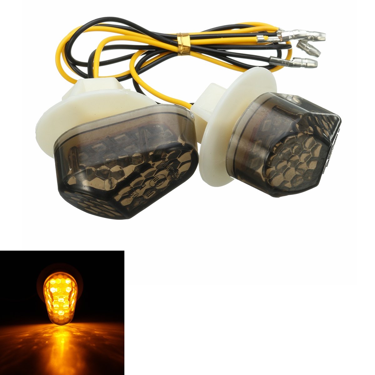 2Pcs Smoke Flush Mount LED Motorcycle Turn Signal Light for Yamaha YZF