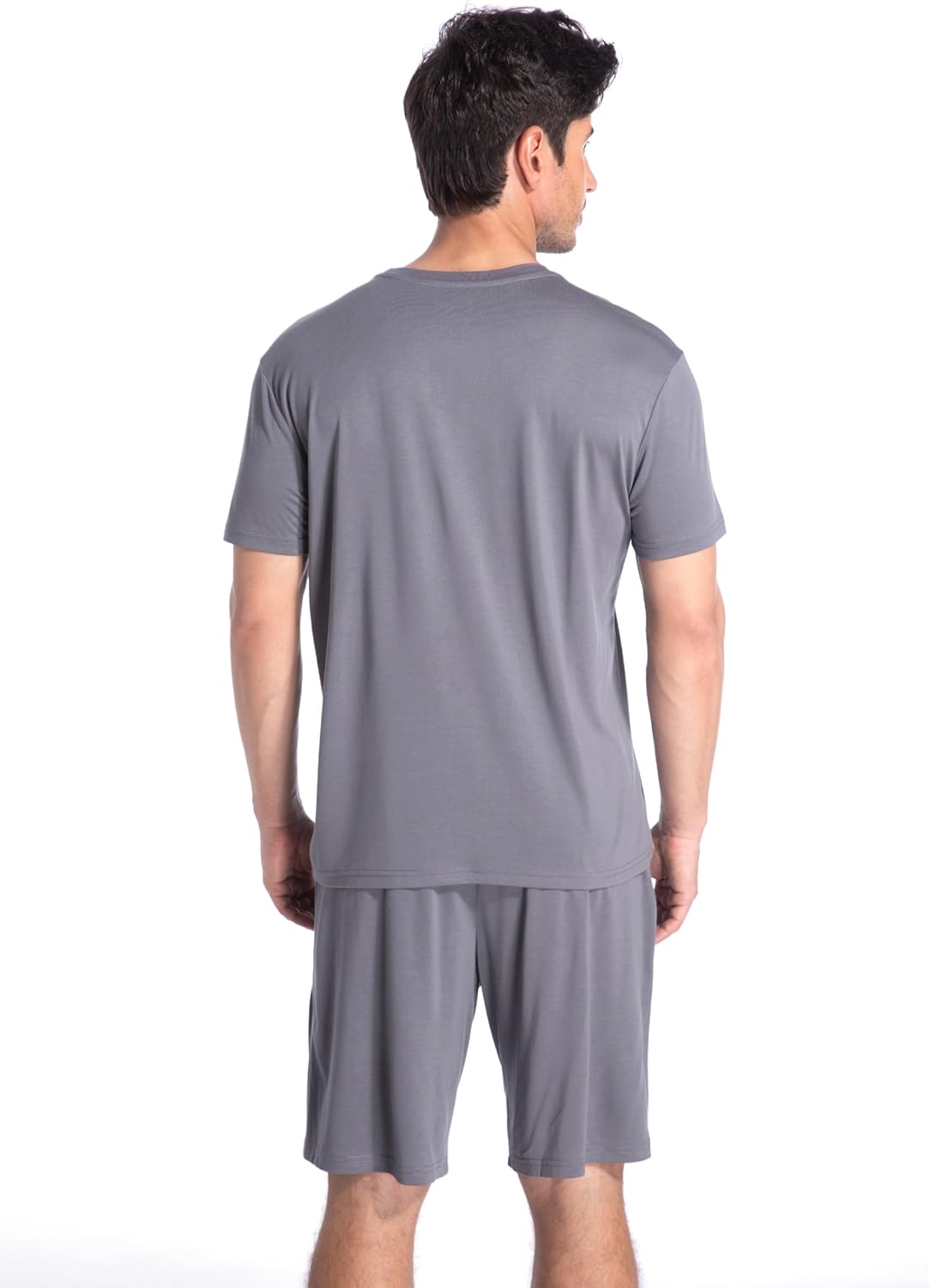 SlumberMee Mens Pajama Set Soft Cooling Viscose Summer Pjs Short Sleeve Sleepwear 2 Piece Crew Neck Loungewear with Pockets - Image 5