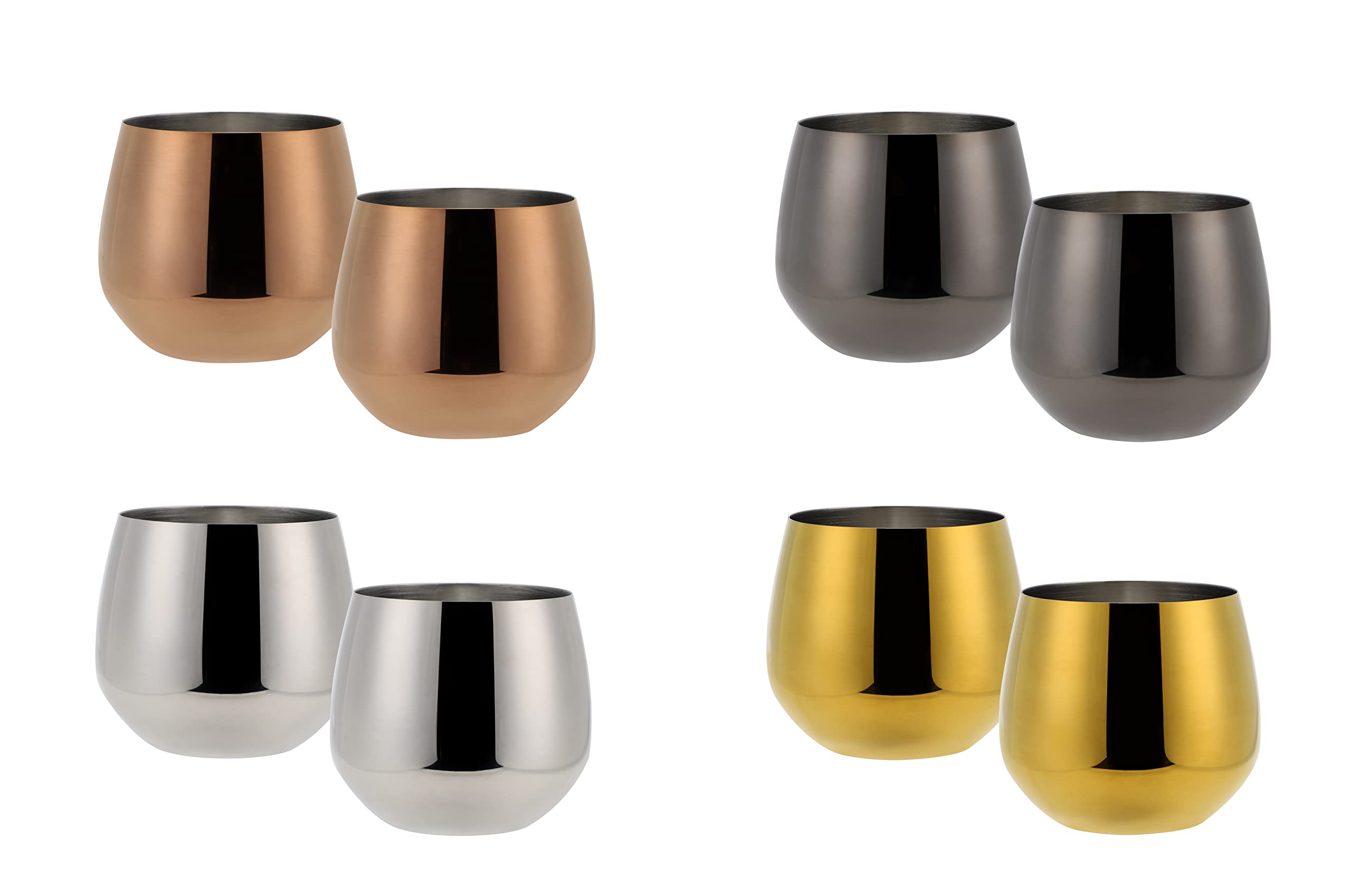 ECHTWERK Set di 6 bicchieri da vino e acqua in acciaio inox, edizione nera, 500 ml, 10 x 9,5 cm, 10 x 9,5 cm
