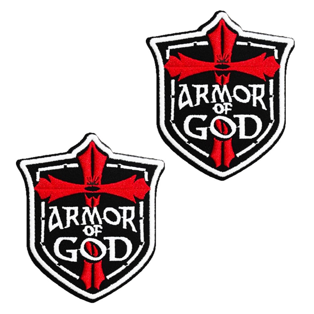 2 PCS Armor of God Patch Christian Armor of God Morale Emblem Hook and Loop Badge Patch for Clothes Uniforms Backpacks Jacket Biker Pants Helmets Vests Coat Hats Bags