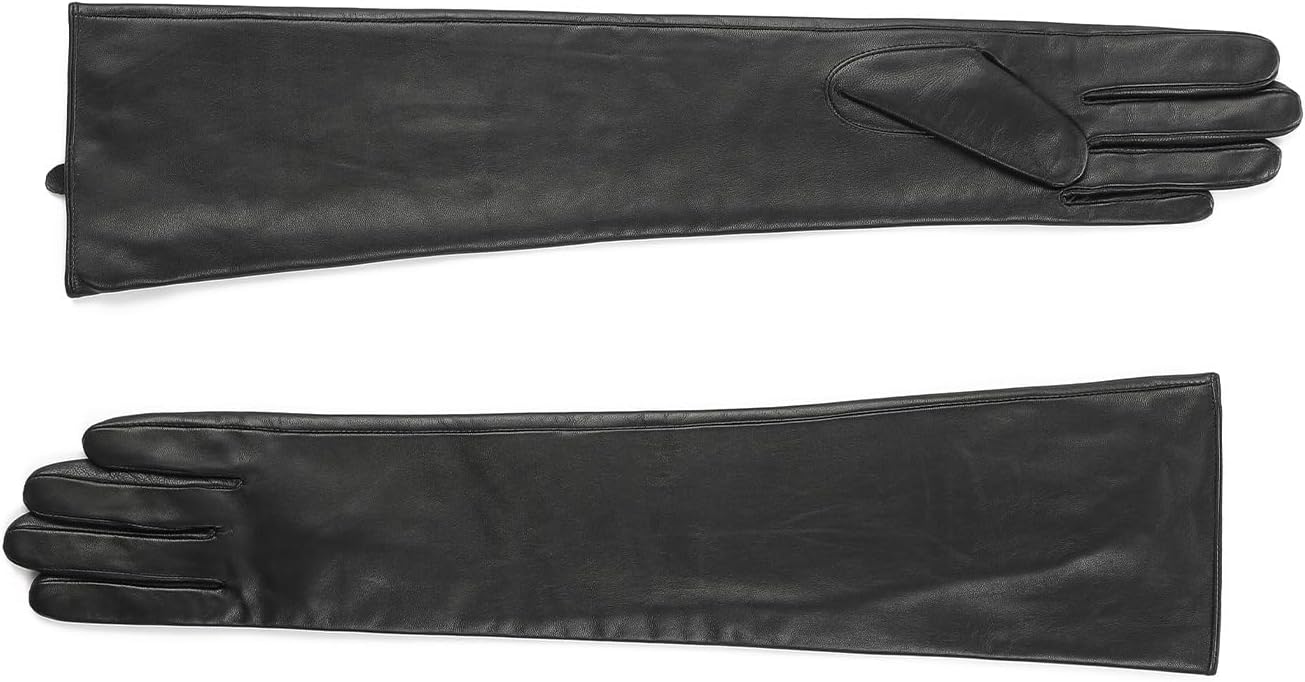 #&? HASHTAG AND WHAT CK01 50cm Long Silk Lined Goatskin Touchscreen Gloves - Elegant Opera Evening Gloves, Luxury Gift Boxed