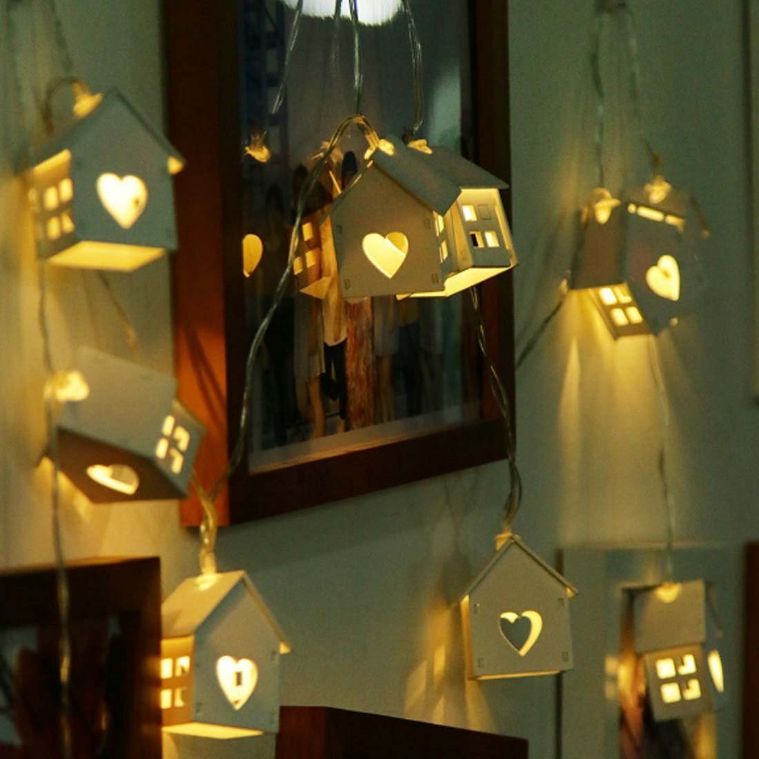 Guirlande Lumineuse à 20 LED En Forme De Cœur Rouge à Piles Pour Chambre à Coucher, Mariage, Fête Intérieure, Saint-Valentin, Fête Des Mères