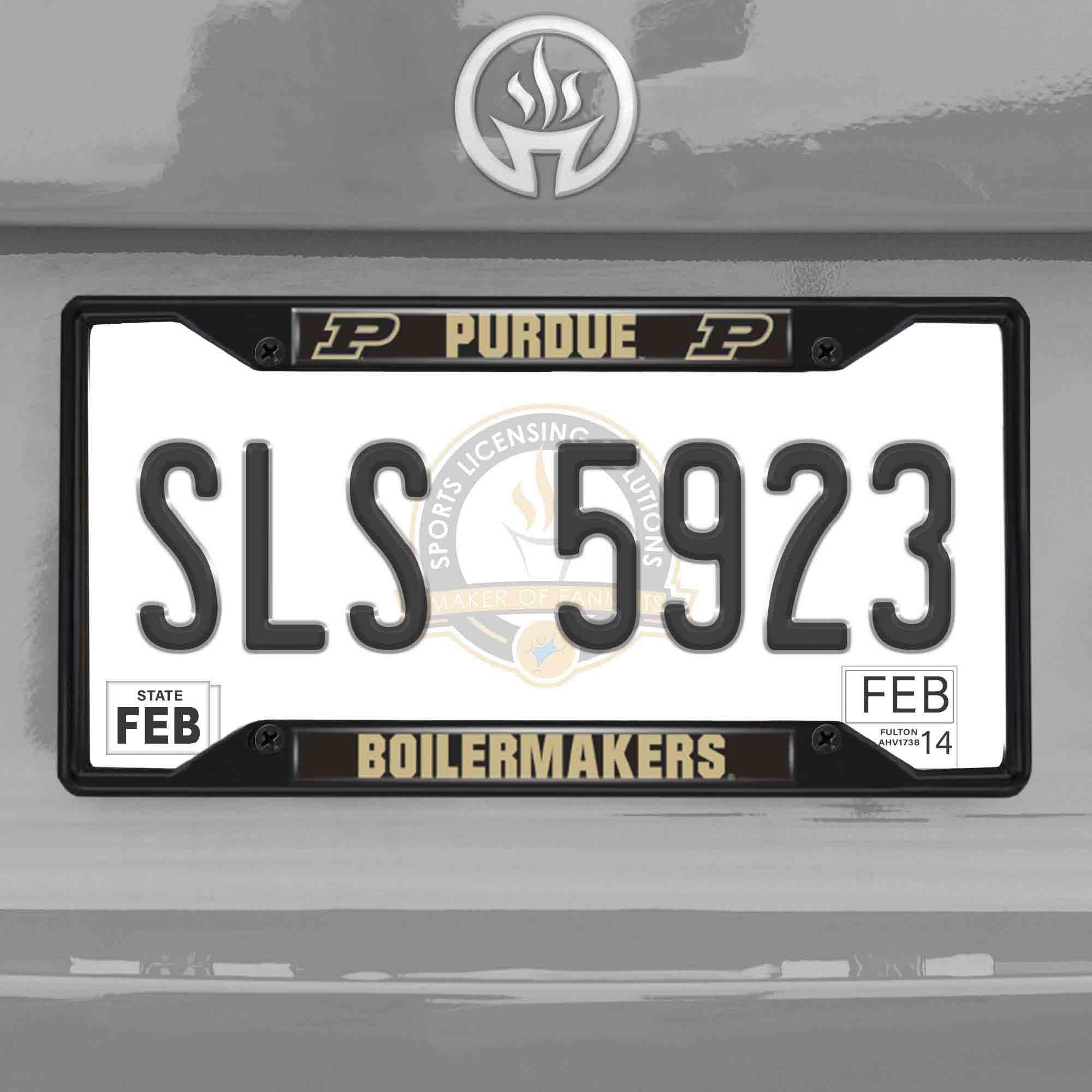 FANMATS 31279 Purdue Boilermakers Metal License Plate Frame Black Finish