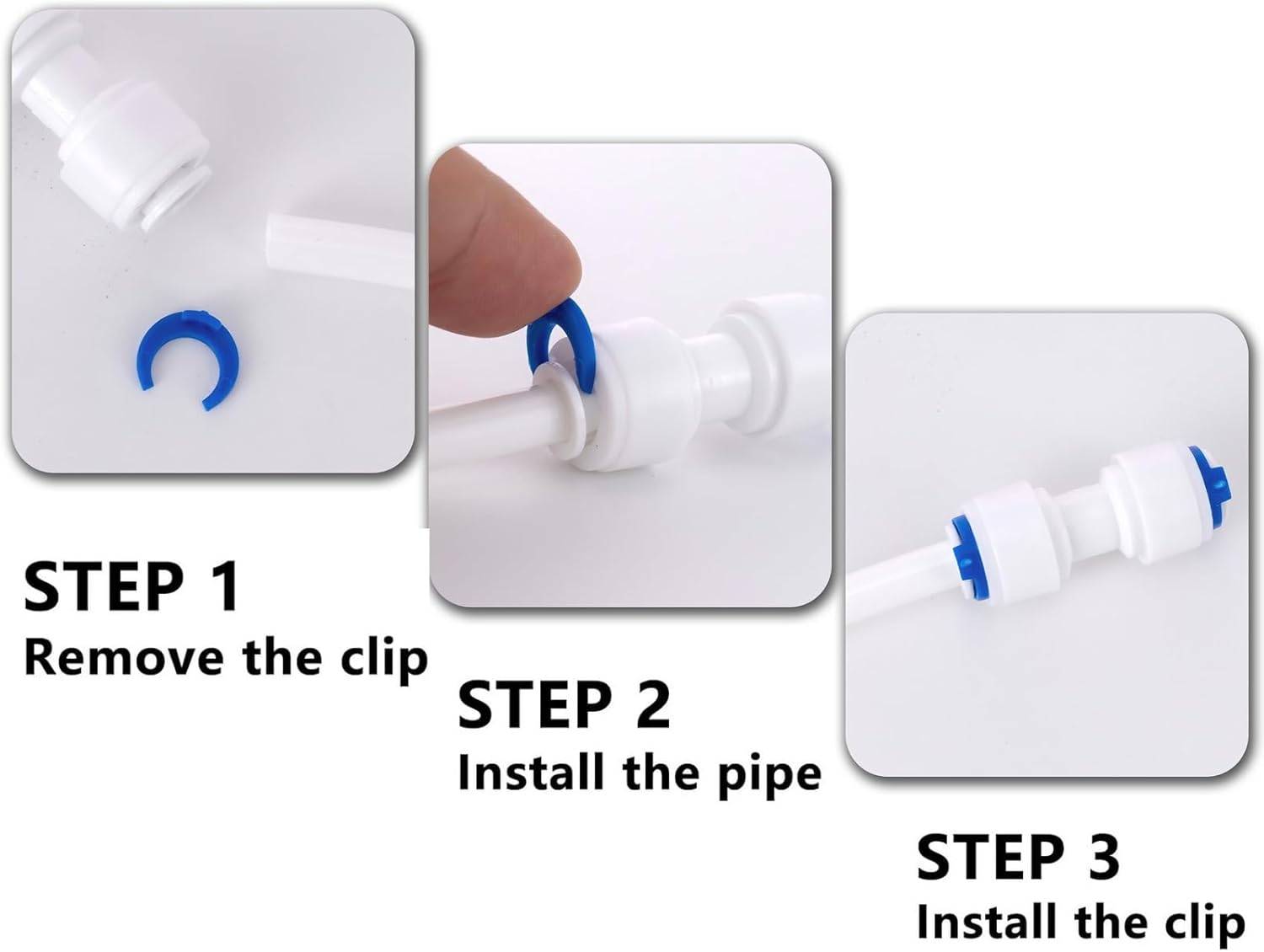 JIUWU 1/4 inch Locking Clips 50 PCS Reverse Osmosis Clip RO water Line clips blue clip for locking quick connect fittings for RO Reverse Osmosis Water Filter Fittings