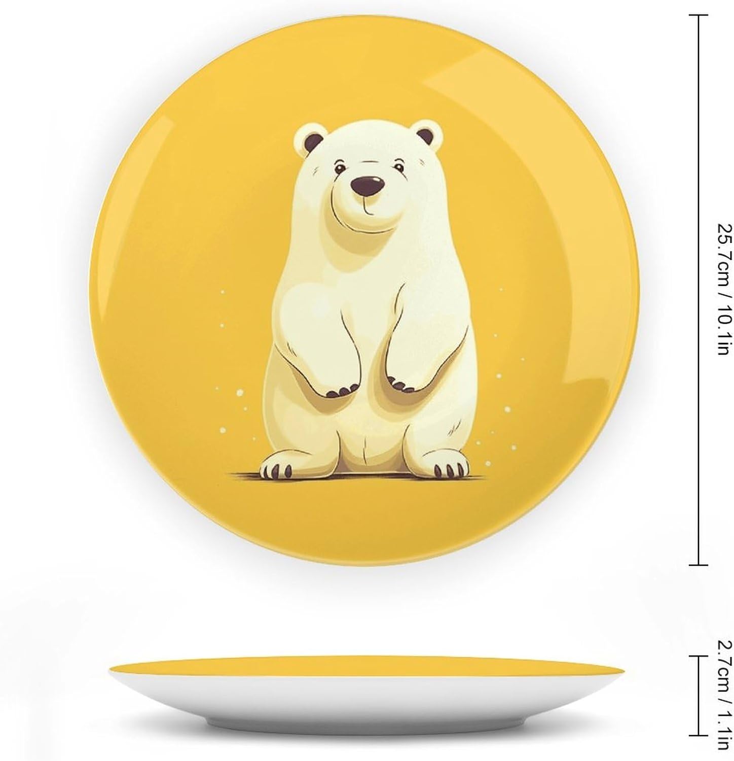 Bone China Decorative Plates Cute Cartoon Polar Bear Ceramic Decorative Plate Wall Decor with Display Stand Ceramic Ornaments for Wall Hanging Decoration