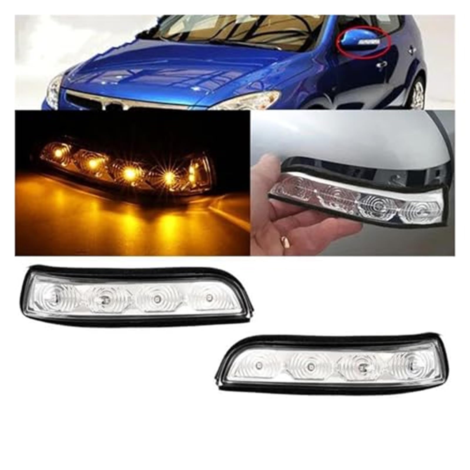 Dla Hyundai, dla I30 2009-2012 LED lusterko wsteczne samochodu boczne skrzydło kierunkowskaz cofania lampka sygnalizacyjna Światło kierunkowskazu samochodowego(BLACK Black Right)
