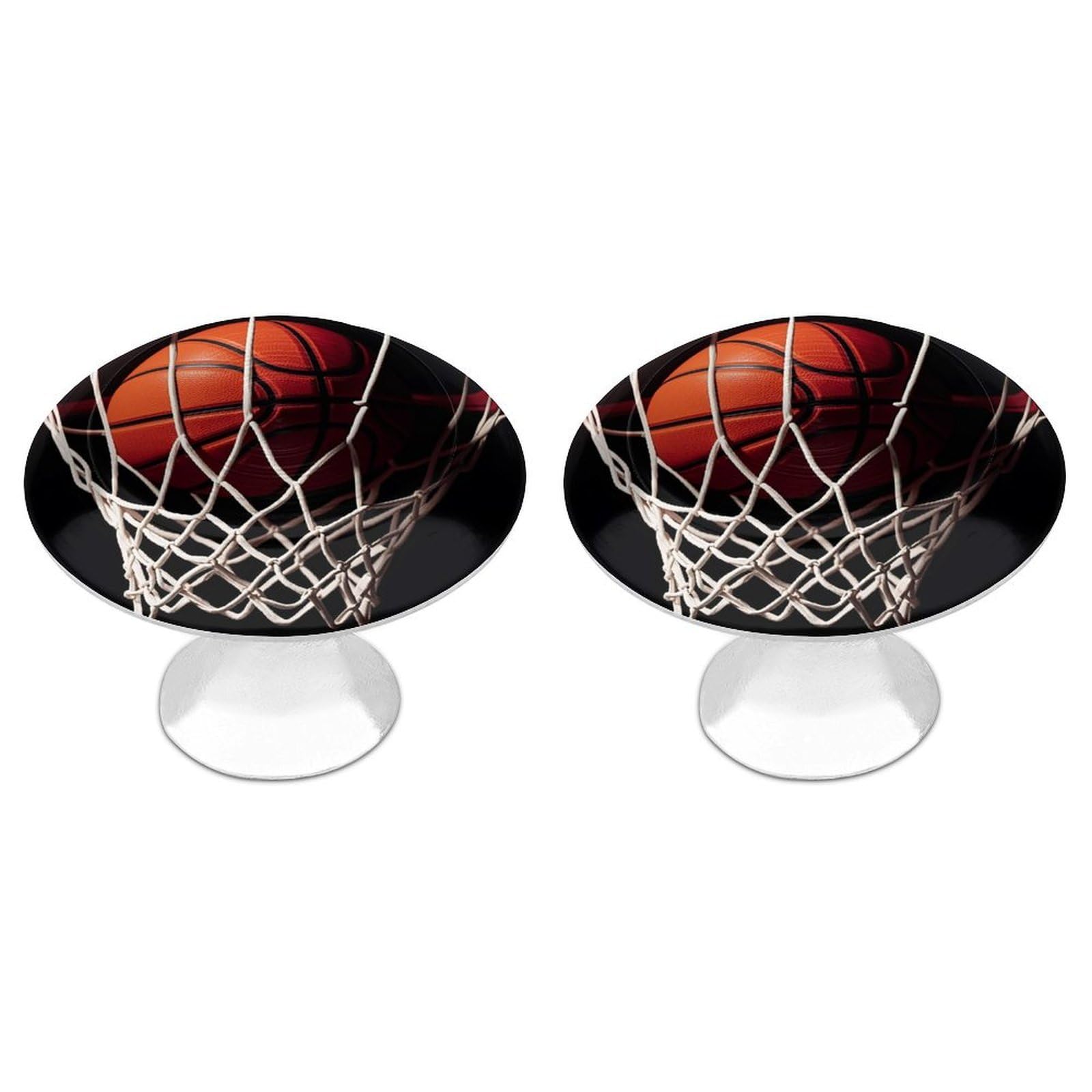 Fekiloot White Basketball Cabinet Knobs For Kitchen Ornament, Round Zinc Decorative Drawer Pulls For Cabinets Trendy, Dresser Drawers Pulls Bathroom Dresser Knob With Screw