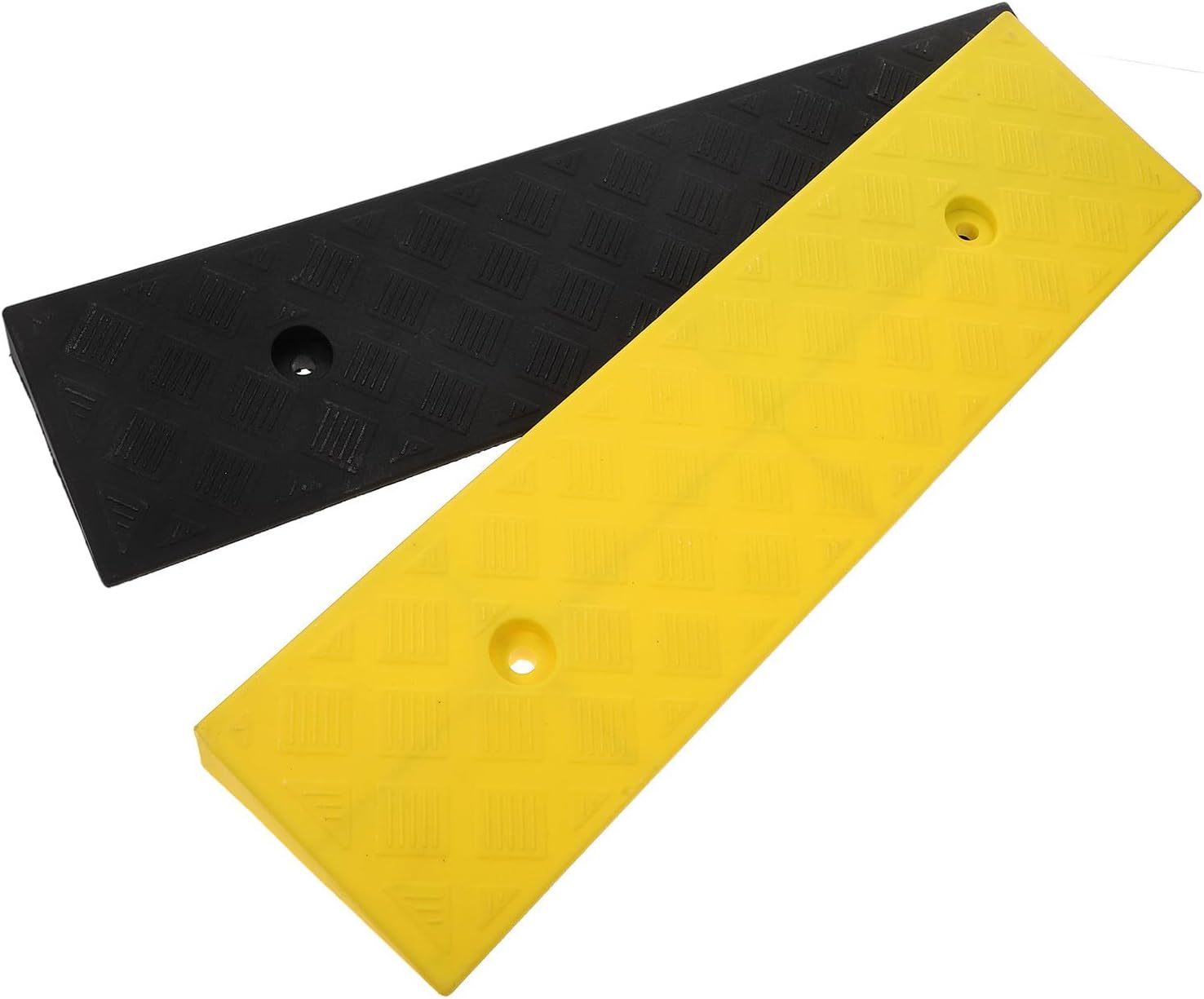 Heavy Duty Rubber Curb Ramp 2pcs 3Cm High Yellow and Black Stair Tread Driveway Ramps for Motorcycles Wheelchairs and Trucks Loading Access