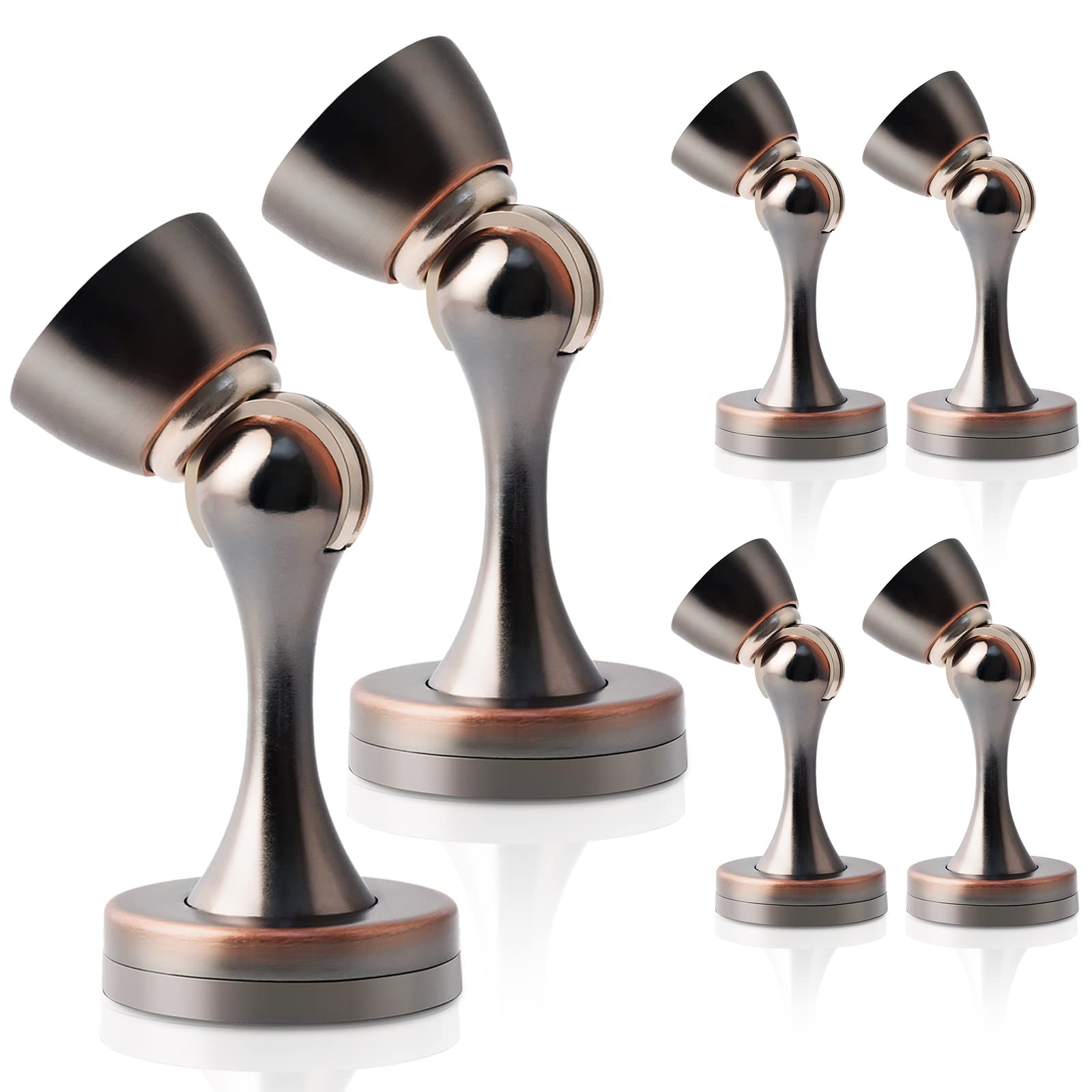 HUTLON Magnetische Türstopper, ölgeriebener Bronze-Edelstahl, robuste Wand-Bodenmontage, Magnet-Türhalter, weicher Verschluss, 6 Stück