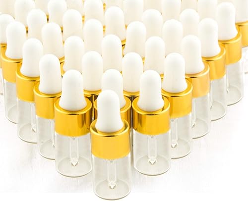Miniatura 2 de Easeen 50 botellas con cuentagotas de muestra, 0.11 onzas líquidas transparentes con 2 cuentagotas de plástico para viajes, aceites esenciales,