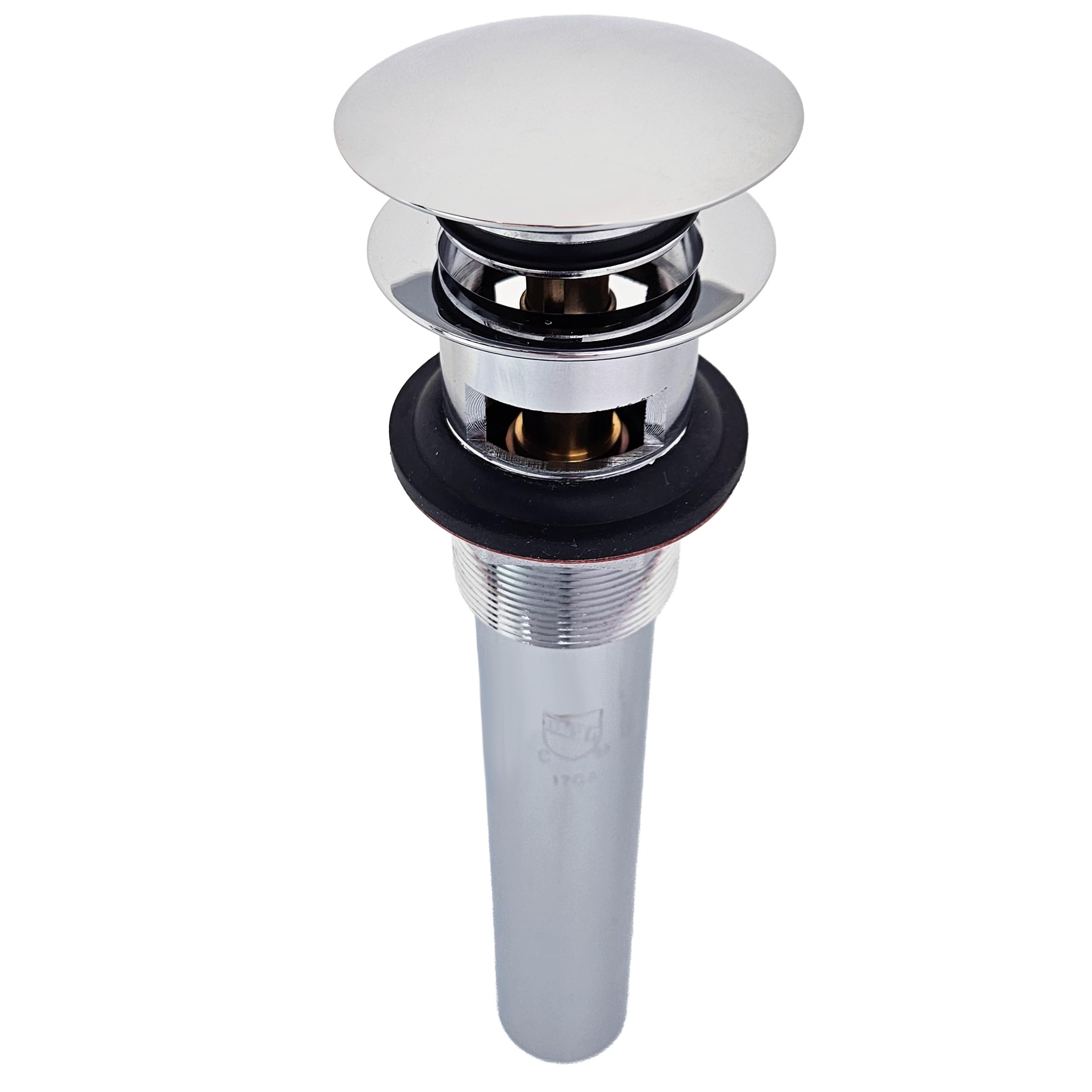 Westbrass Polished Chrome 1-1/4" Tip-Toe Overflow Lavatory Drain, 17 Gauge Brass Sink Drain With 1-1/4" Tailpiece, Fits 1-1/2" Opening, Fully Finished Exposed Installation,