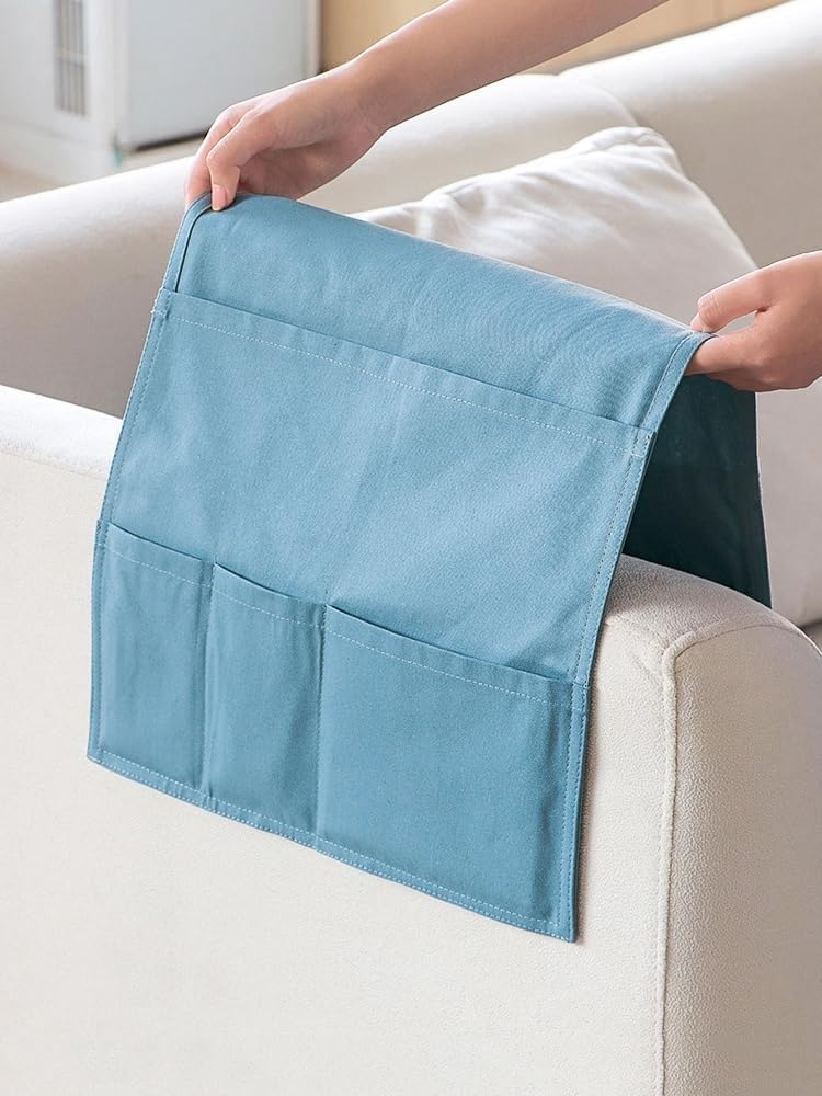 Filcowa torba do przechowywania przy łóżku z kiesz Fotel Caddy z 5 kieszeniami na czasopisma, telefon, uchwyt na pilota, antypoślizgowe pokrowce, organizer, kieszenie na łóżko(Light Grey)