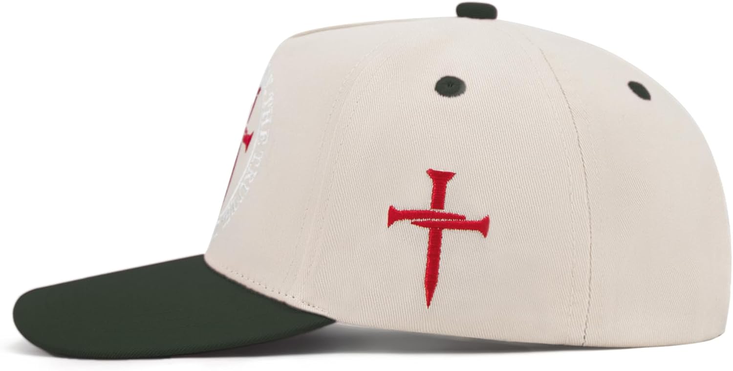 Vintage Two-Tone Embroidered Christian Hats for Men Women, Jesus Cross Cap Religious Gifts for Birthday Christmas - Image 3