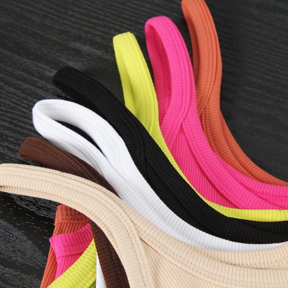 GEMBERA Women Spaghetti Strap Scoop Neck Ribbed Tank Tops Slim Fitted Cotton Camisole Basic Sleeveless Layering Shirts - Image 6