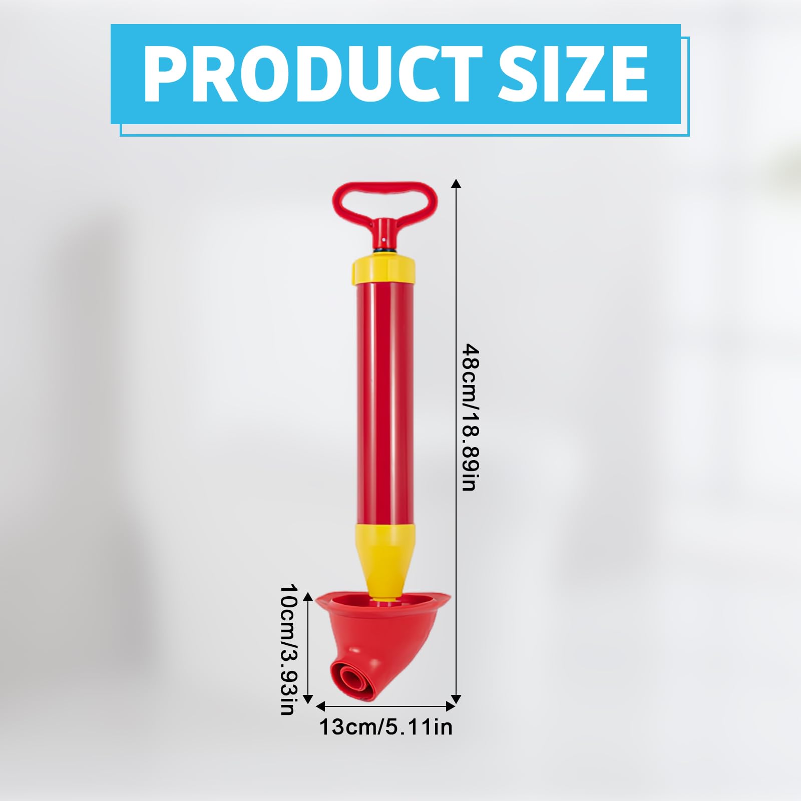 Stantuffo per WC Rosso Sturalavandino a Pompa Drain | Dispositivo Rimozione intasamenti Pompa Carichi Pressione, Tubi Aria Compressa Pressione, Vasca Bagno, Cucina