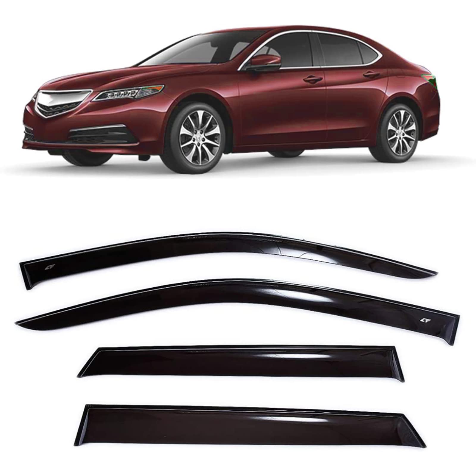 ZZDSNJ Windows Visor 4-Piece for 2015-2020 TLX Rain Guards Wind Deflector Shield Shade Smoke
