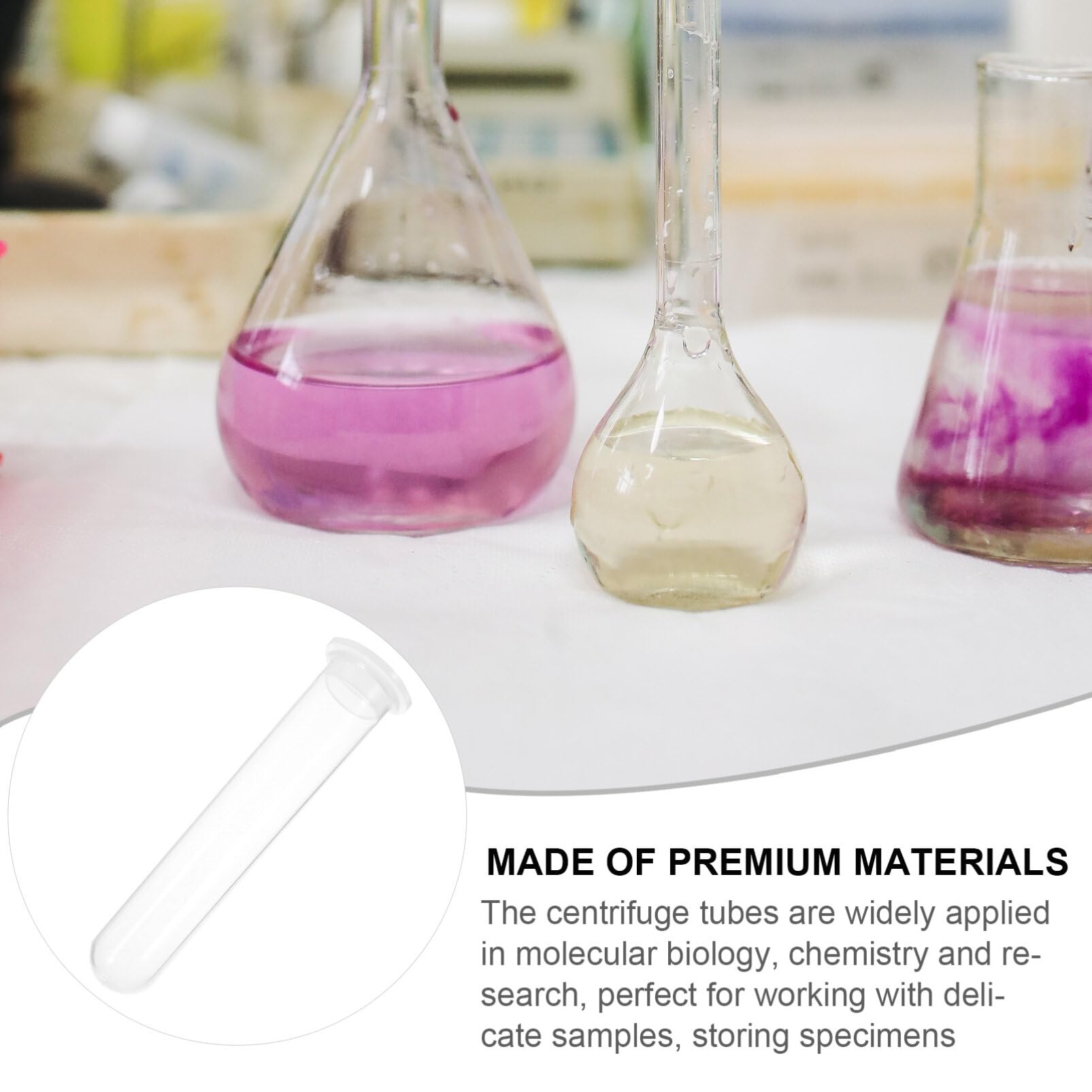 iplusmile 100pezzi Provette Da Centrifuga in Plastica Fondo Tondo Tappo Per Campioni Laboratorio Biologia Chimica Ricerca