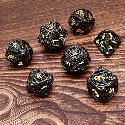 Hollow Skull Dnd Metal Dice Set, Polyhedral Large Rpg Case Dice D&D Starter Set Tray Tower Bag Holder Role Playing Dice #TOP6