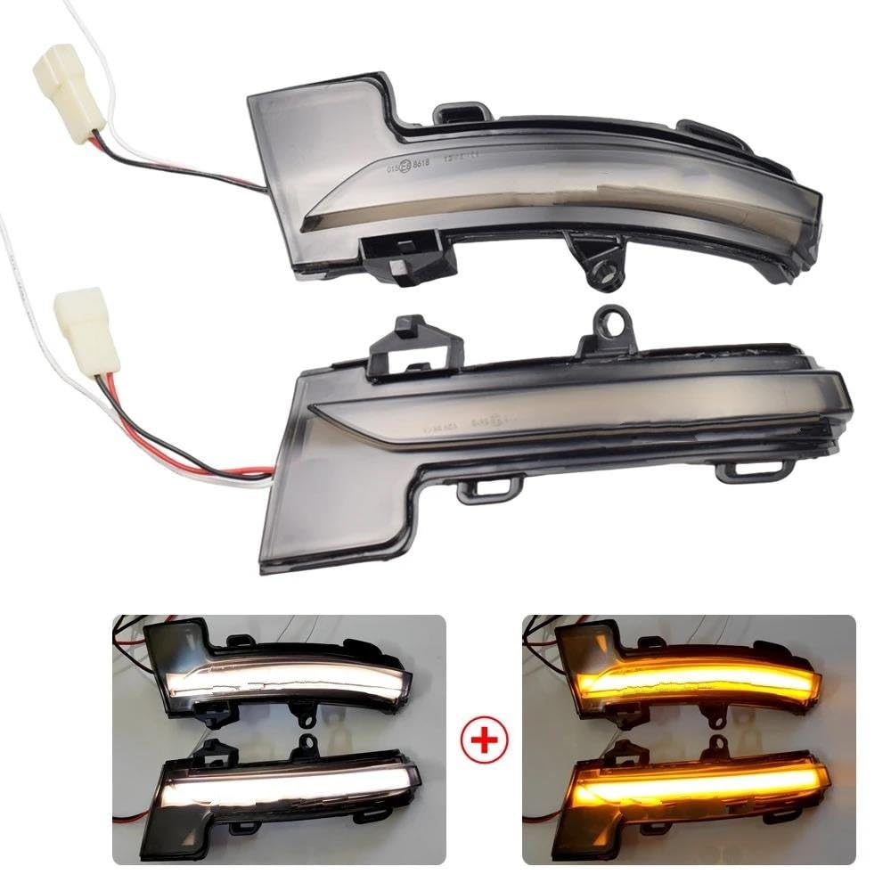 JCAKES Luz Intermitentes Para Skoda Para Octavia Mk3 Para A7 5E Señal De Giro LED Dinámica Luz Intermitente De Espejo 2014 2015 2016 2017 2018 2019 Indicador Retrovisor Espejo (Color : White-Yellow)