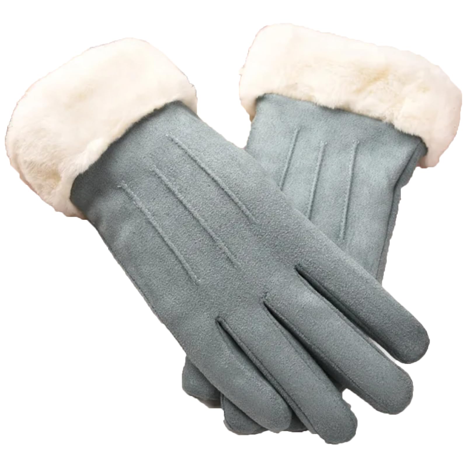 liyang Winter Gloves for Women Thermal Plush Thick Full Finger Warm Glove(Lake Blue,Palm Width 8.3cm)