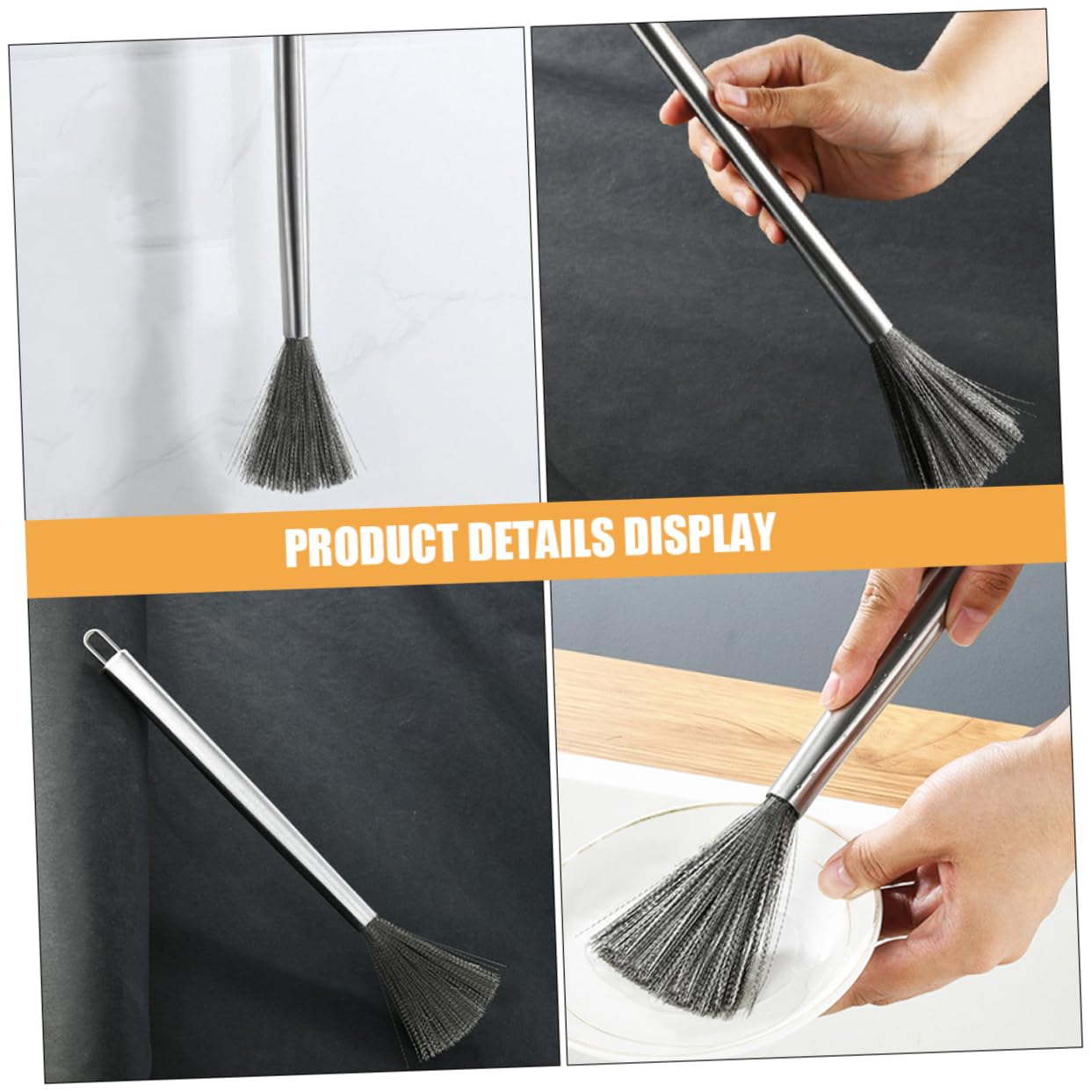 Toddmomy Cepillo De Limpieza De Ollas Inoxidable Mango para Fregar Sartenes Y Utensilios De Cocina Resistente La Oxidación Y Flexible para Esquinas Difíciles 3 Piezas X 5