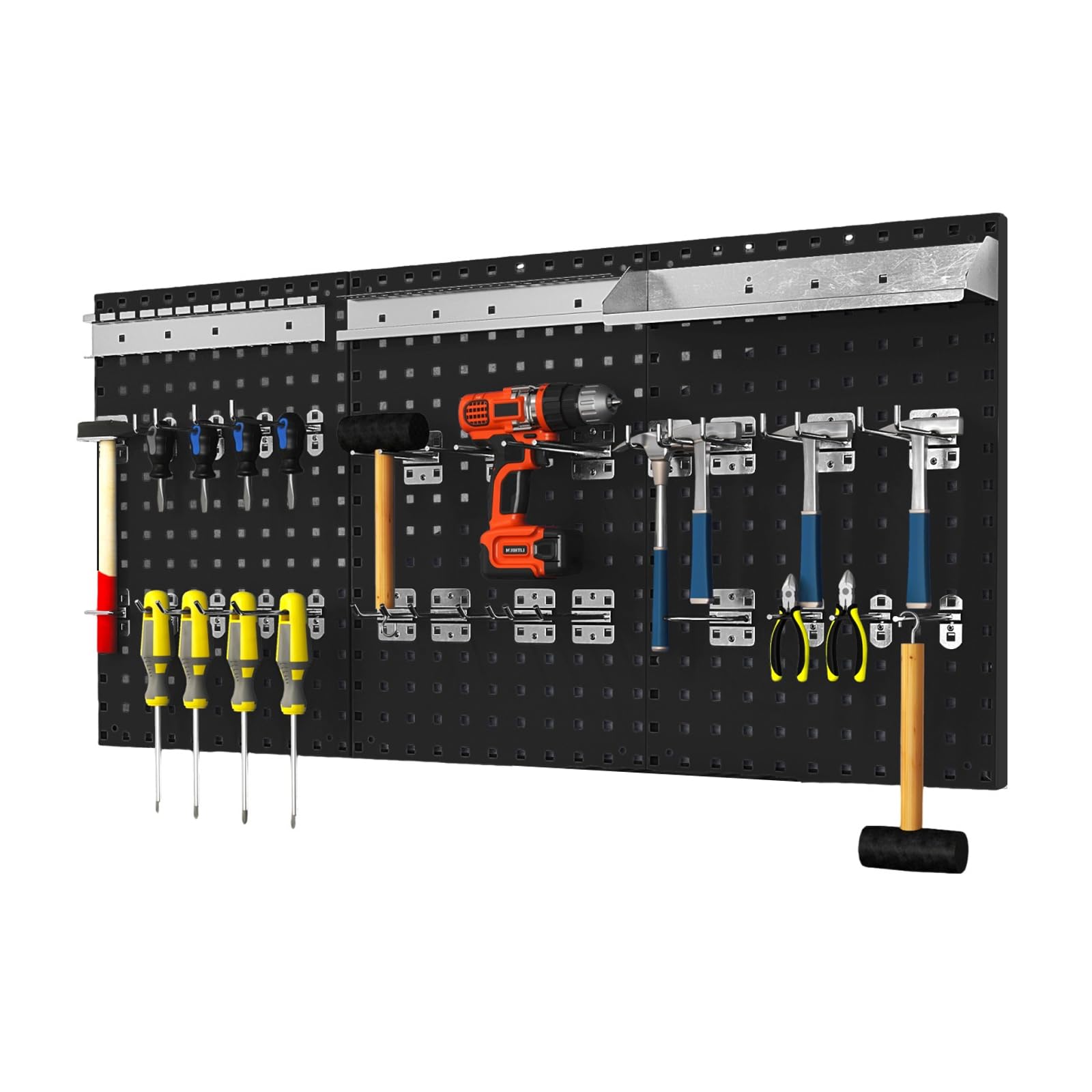 SOARS Porte Outils Mural 120 X 60 CM, 3 Panneaux Perforé (Noir)
