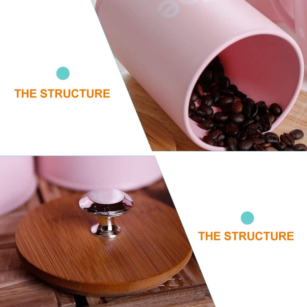 Sosoport Set 3 Barattoli per Conservazione Alimenti Secchi in Vetro Trasparente con Coperchio in Bambù, Contenitori Decorativi per Tè, Cereali, Chicchi di Caffè, per Cucina e