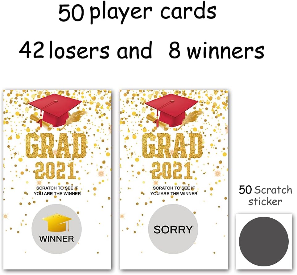 50 Graduation Party Scratch Off Cards, 2" x 3.5", High School or College Graduation Party Games Activities Invitations, Funny Grad Party Game Cards, Graduation Party Game Supplies Cards : Home & Kitchen