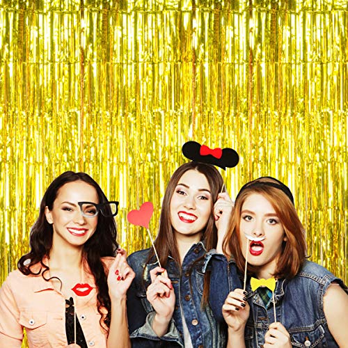 Btsd-Home Gold Foil Fringe Curtain, Metallic Photo Booth Backdrop Tinsel Door Curtains For Wedding Birthday Bridal Shower Baby Shower Bachelorette Christmas Party Decorations(2 Pack, 6Ft X 8Ft) #TOP1