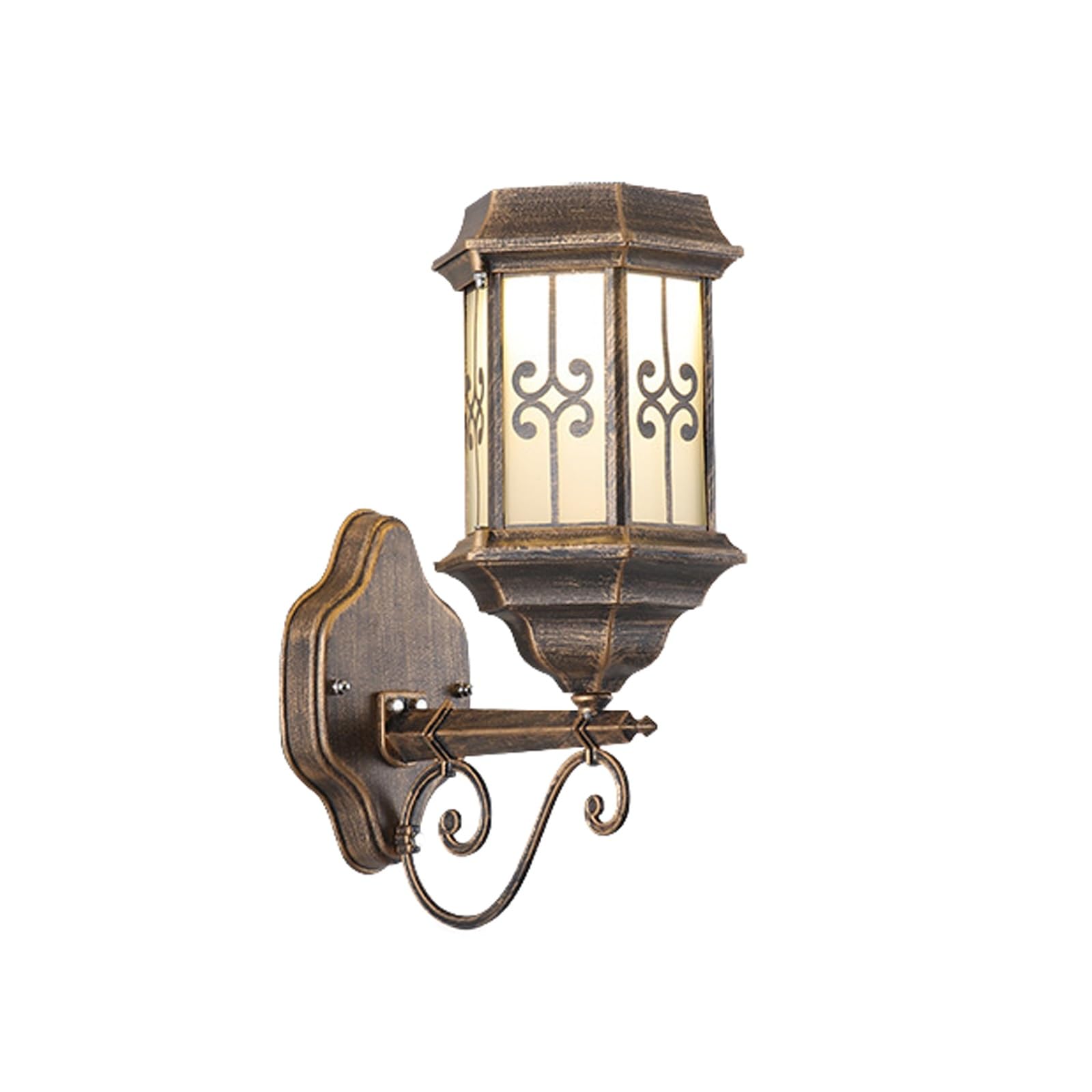 OZBMA Solar Outdoor Wall Sconce, Exterior Coach Lantern, Black Aluminum with Frosted Glass, Waterproof Porch Lamp for Villa, Balcony, Backyard, Gate, Front Walkway, Garden Cottage