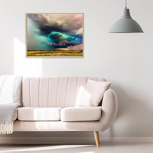 Miniatura 3 de DVWIVGY Maravillosa pintura de diamantes de paisaje natural, pintura de diamante redondo, arte de diamante, nube de tormenta con campo de trigo, kit